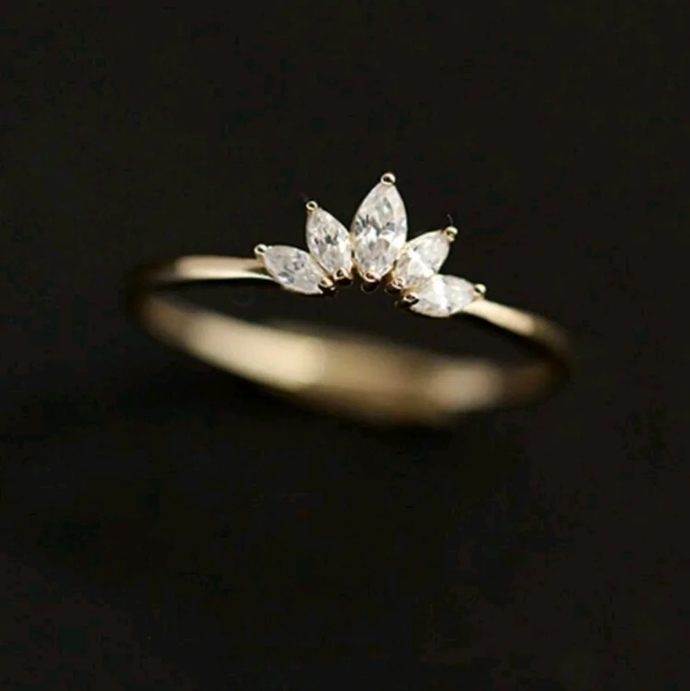 Size 7 .925 Sterling Silver Rose Gold CZ Marquise Floral Bloom Dainty Ring NWOT